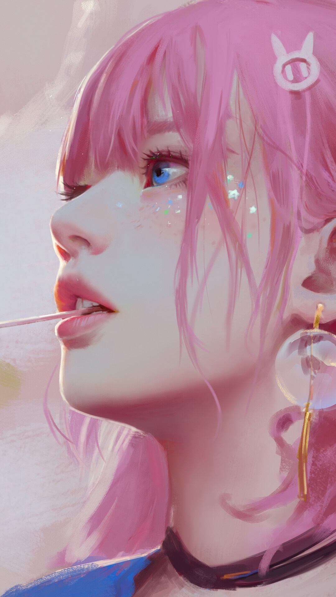 Anime Girl with Pink Hair and Blue Eyes HD Phone Wallpaper