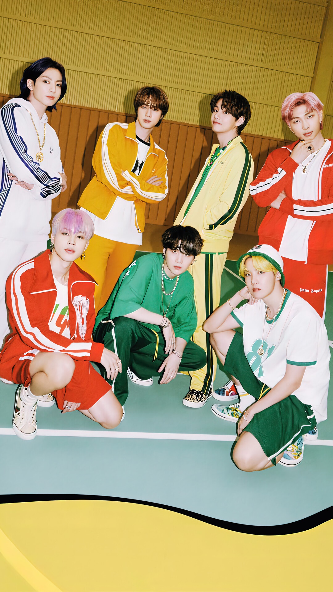 BTS members in athletic wear HD Phone Wallpaper