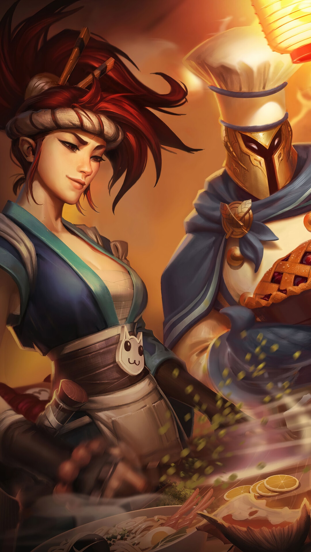 Akali and Pantheon from League of Legends cooking HD Phone Wallpaper