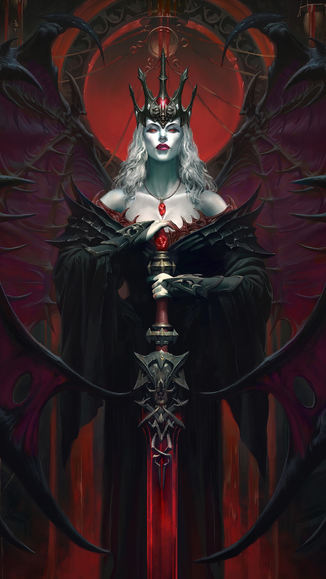 Diablo Immortal Queen with Red Sword HD Phone Wallpaper