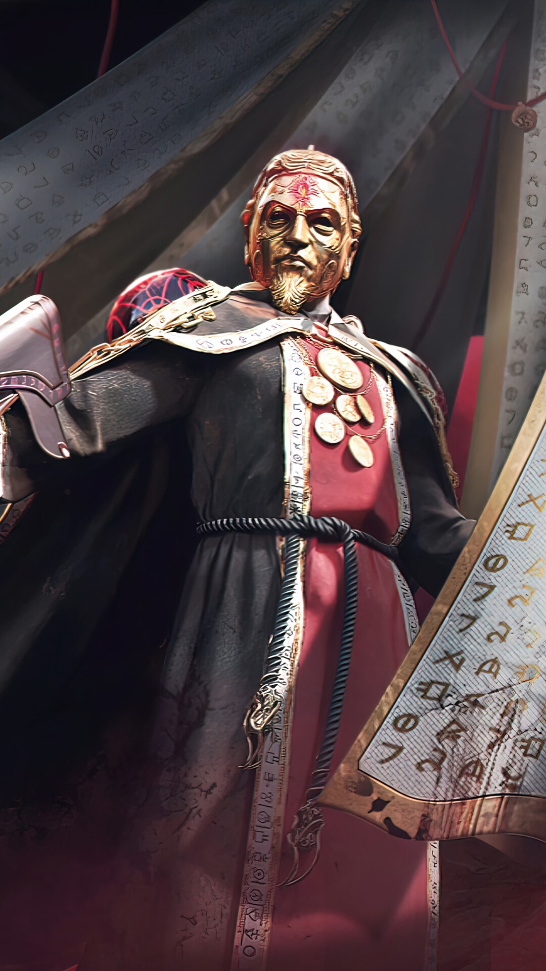 Man in ornate golden mask and robes HD Phone Wallpaper