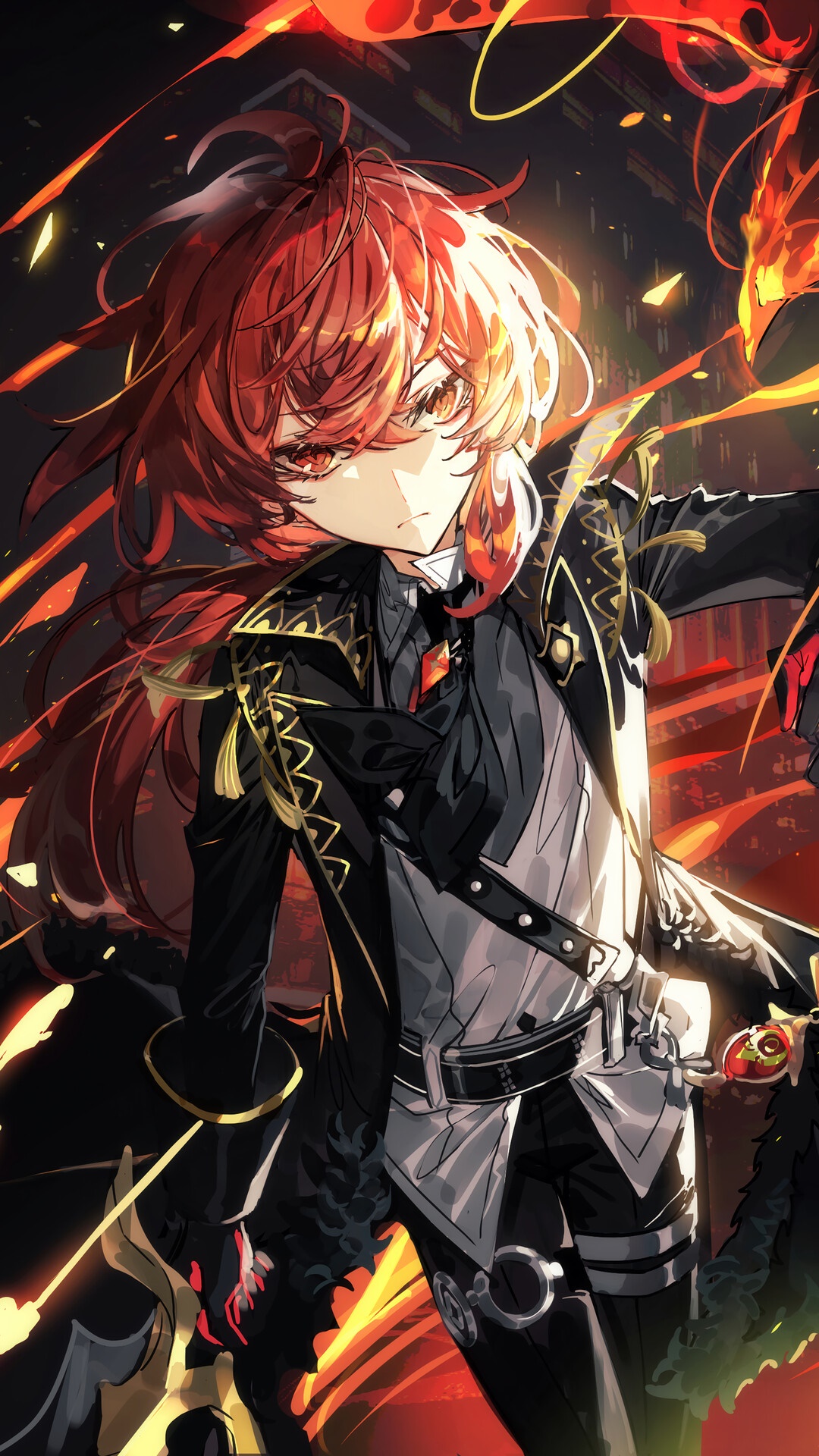 Diluc from Genshin Impact HD Phone Wallpaper