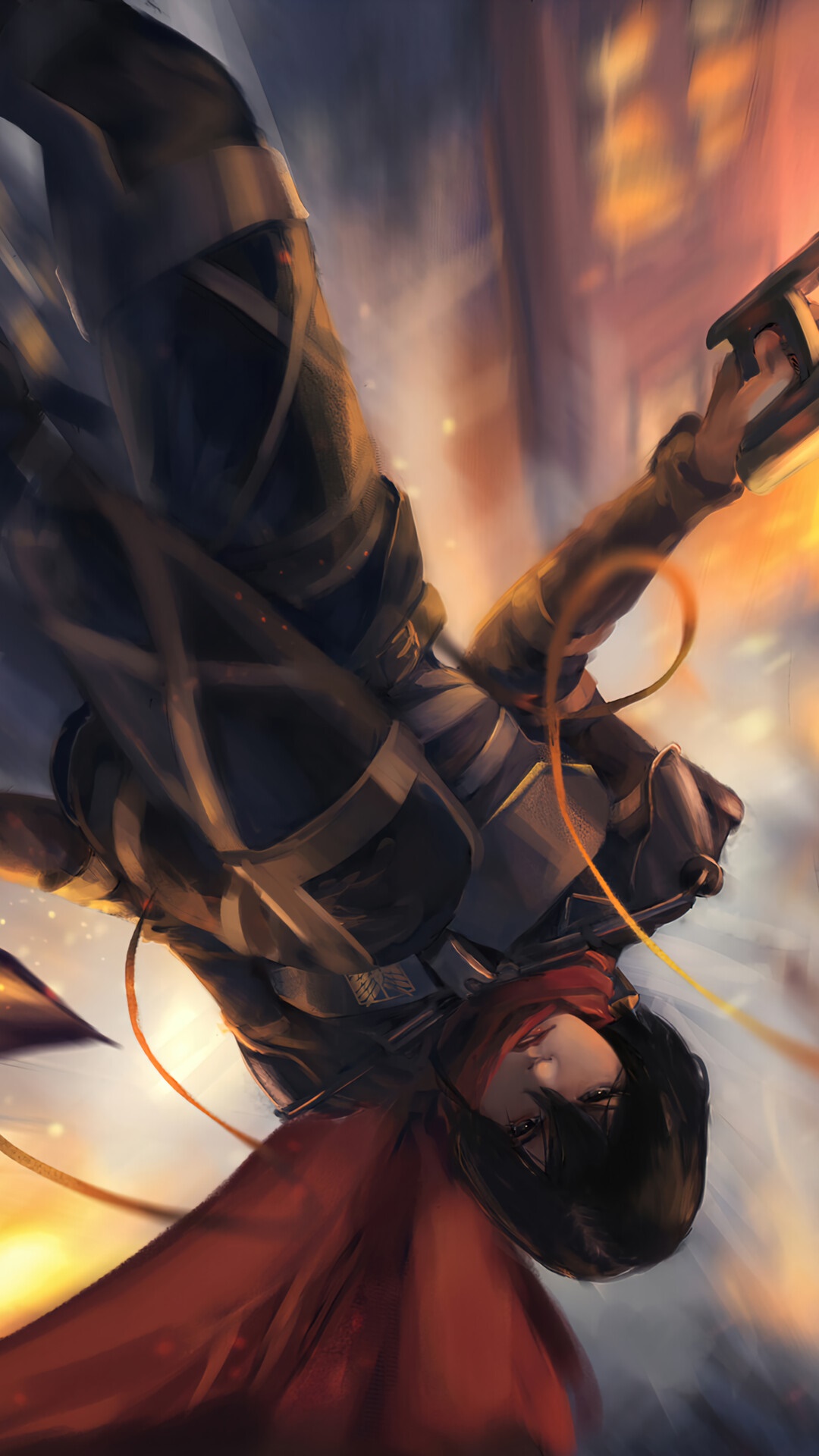 Mikasa Ackerman from Attack on Titan in action HD Phone Wallpaper