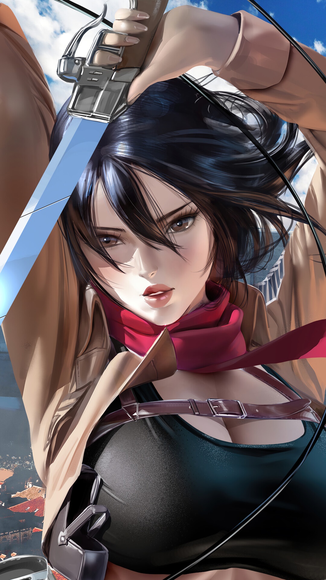Mikasa Ackerman from Attack on Titan HD Phone Wallpaper