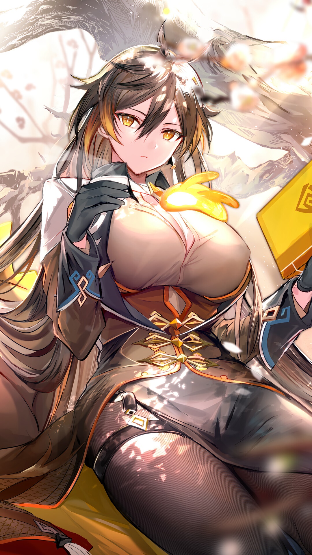 Zhongli from Genshin Impact holding a book HD Phone Wallpaper