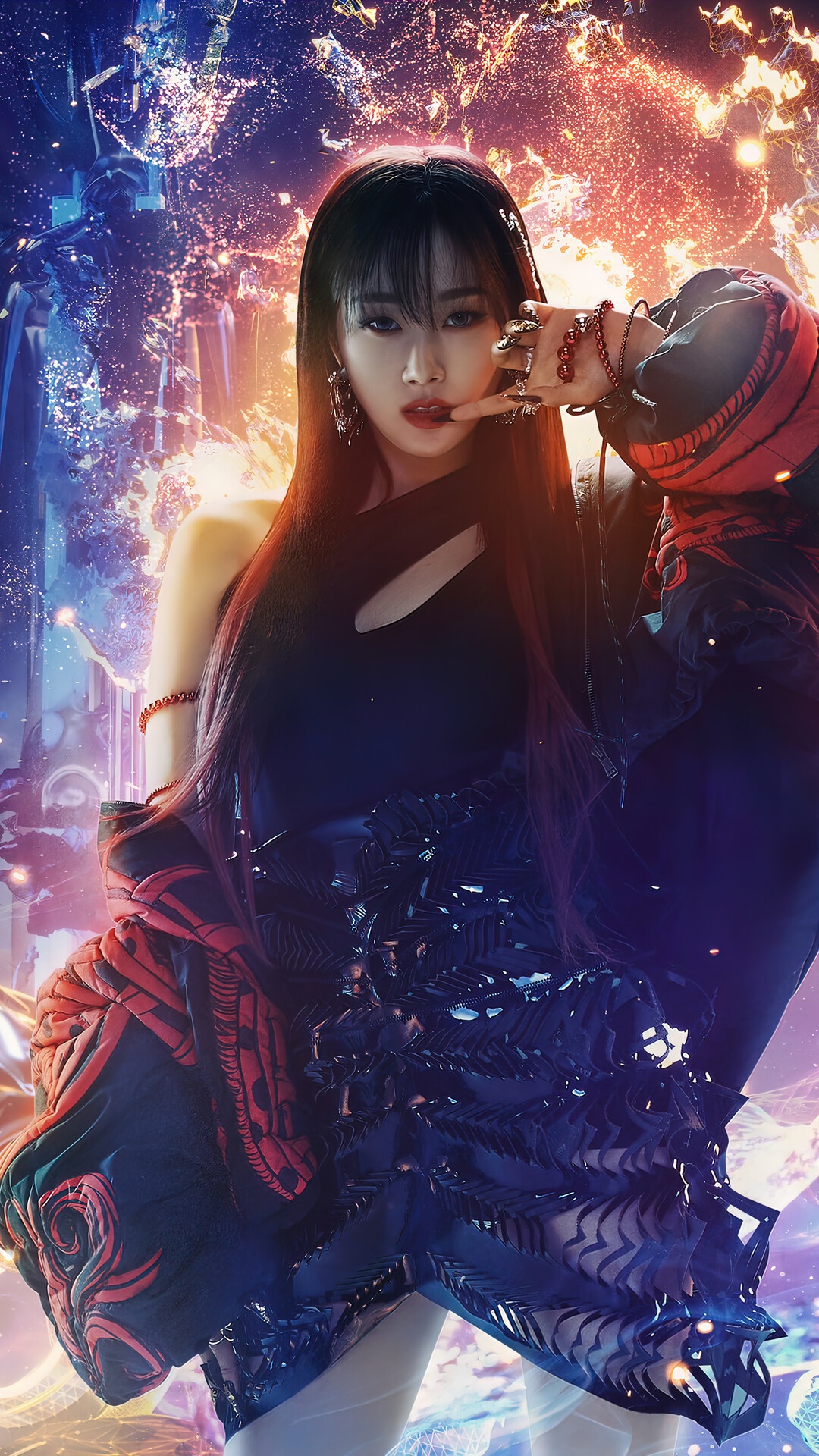 Giselle from Aespa in dark fantasy outfit HD Phone Wallpaper