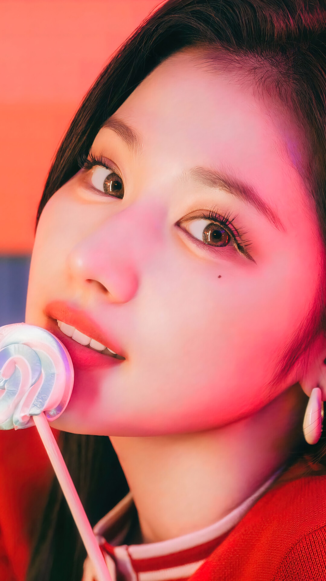 Sana from TWICE with a lollipop HD Phone Wallpaper