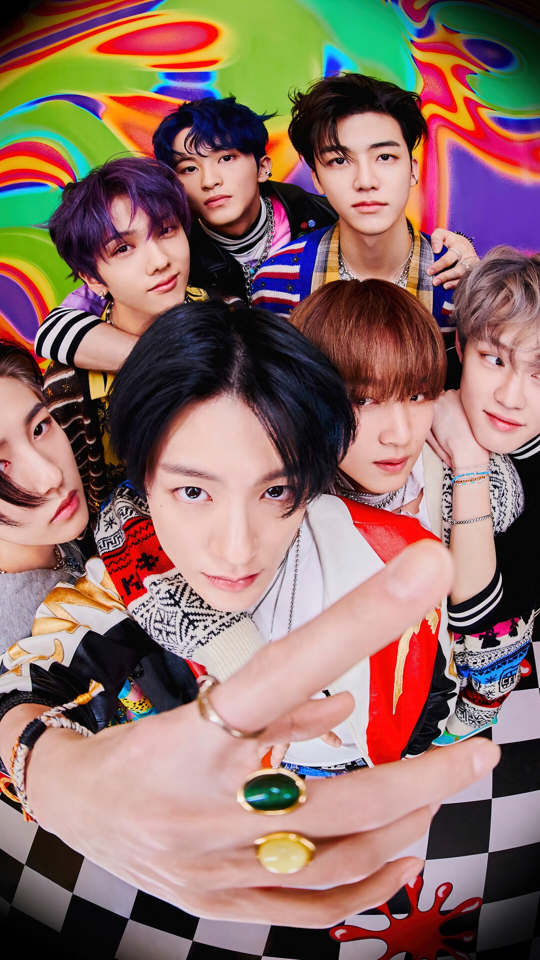 NCT Dream group photo with colorful background HD Phone Wallpaper