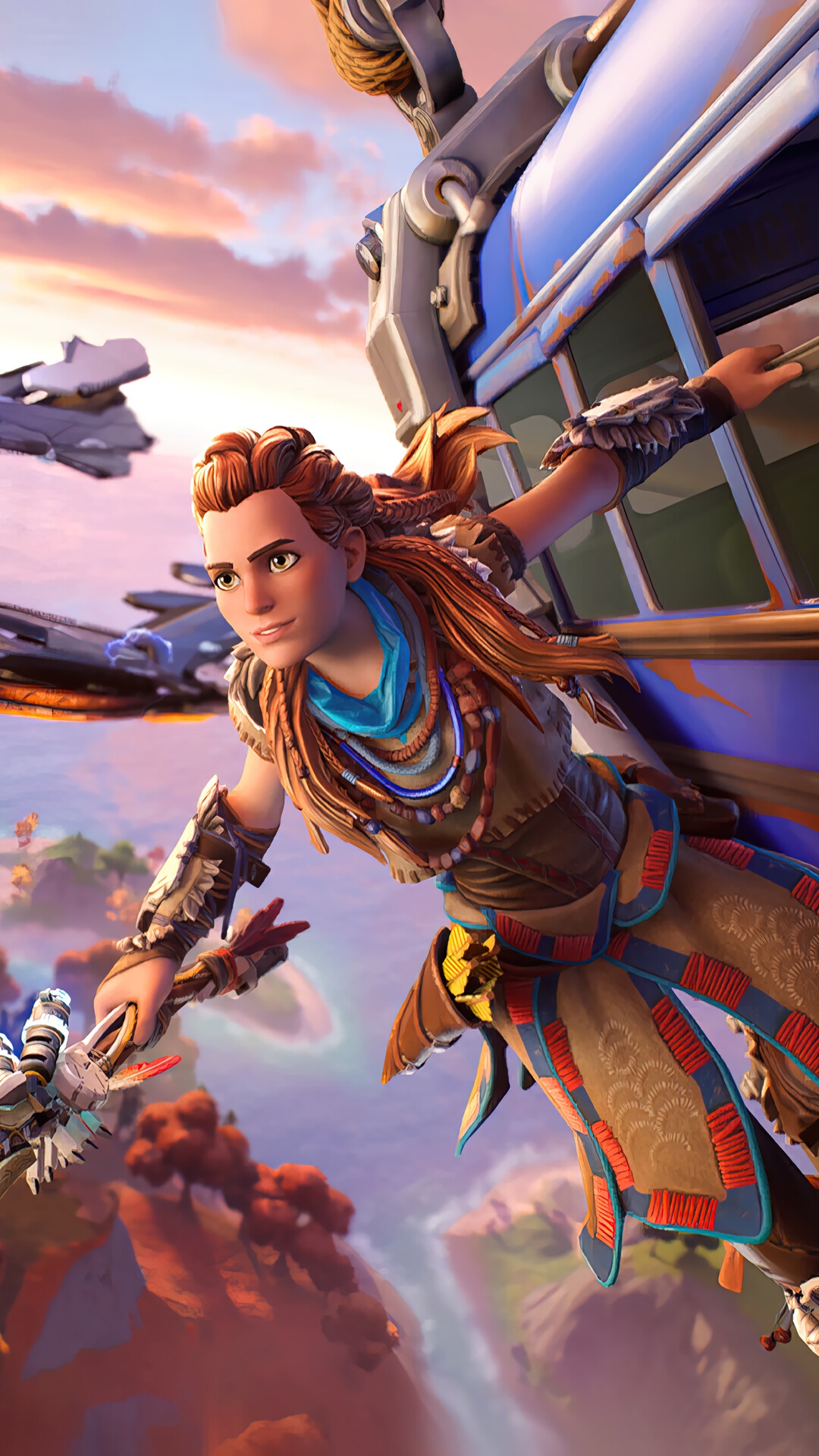Aloy from Fortnite in a sky battle HD Phone Wallpaper