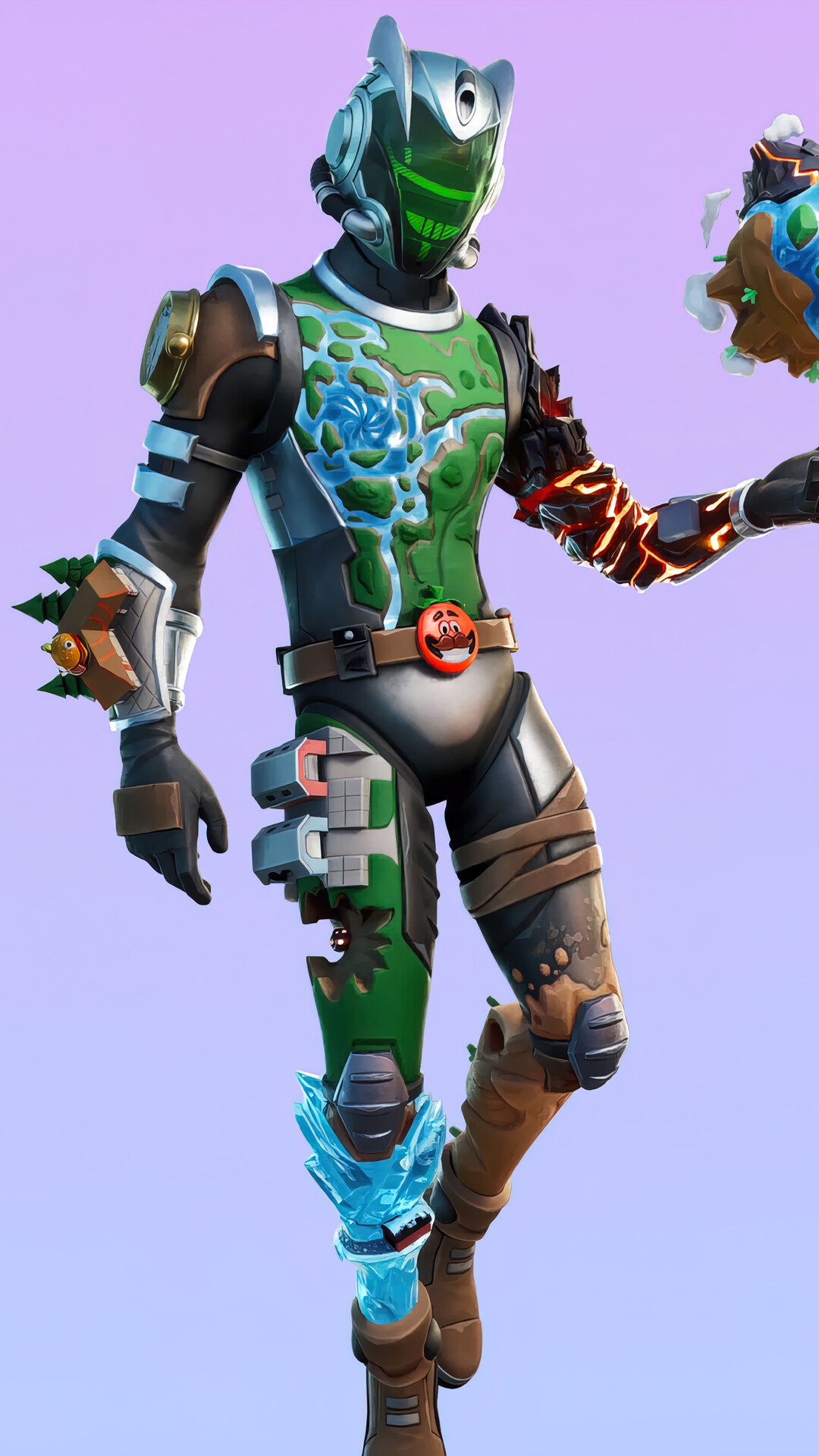 Fortnite Skin with Earth and Fire Elements HD Phone Wallpaper