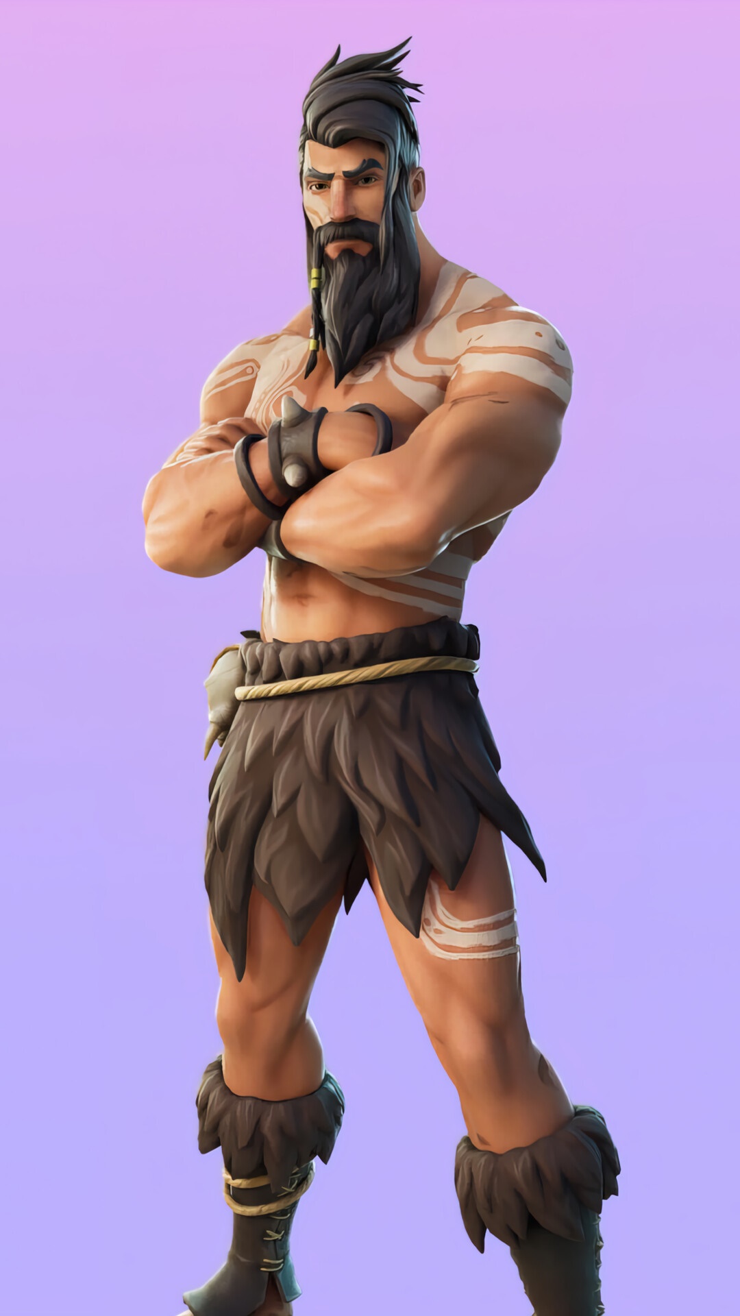 Fortnite character with beard and tribal markings HD Phone Wallpaper