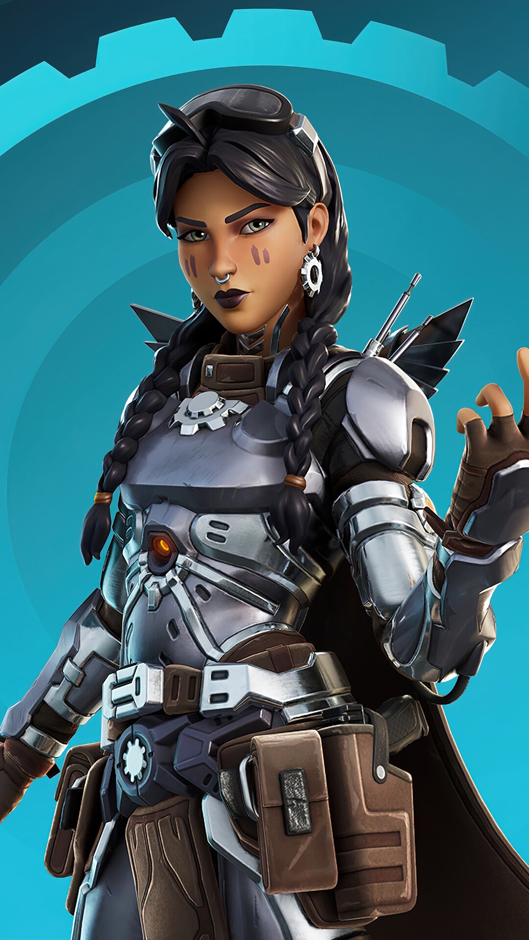Fortnite character with goggles and armor HD Phone Wallpaper