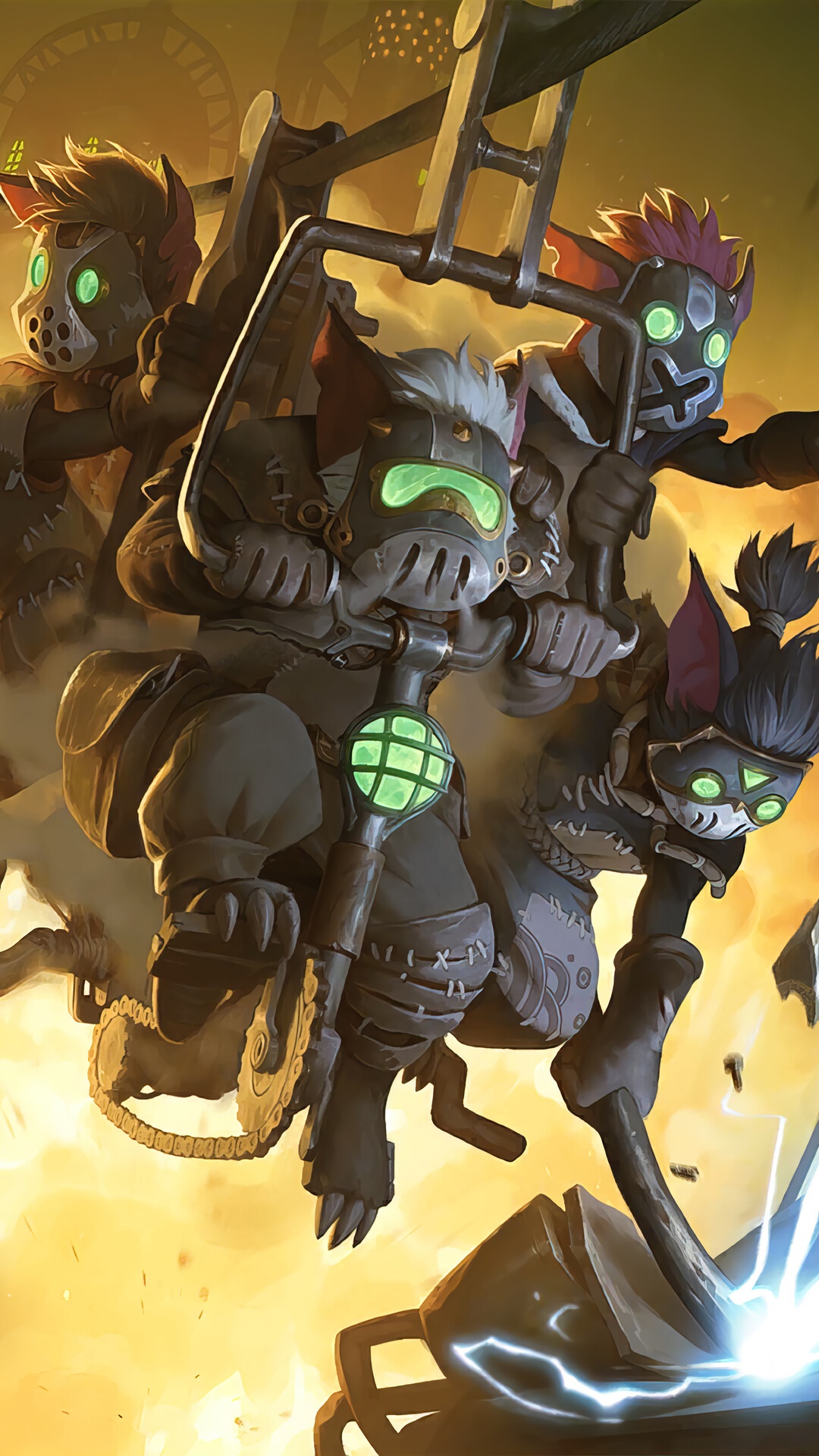 Bandle City Yordles on a vehicle in Legends of Runeterra HD Phone Wallpaper