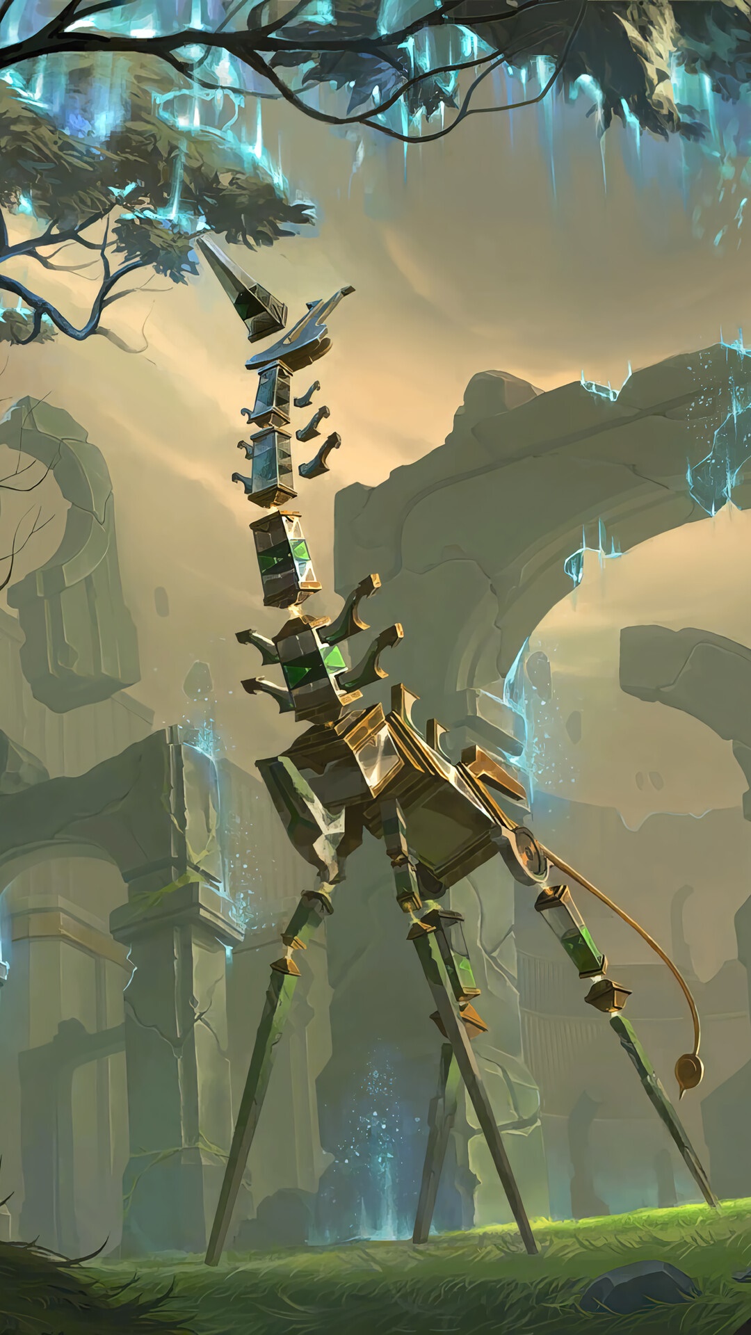 Mechanical creature in ancient ruins, Legends of Runeterra HD Phone Wallpaper