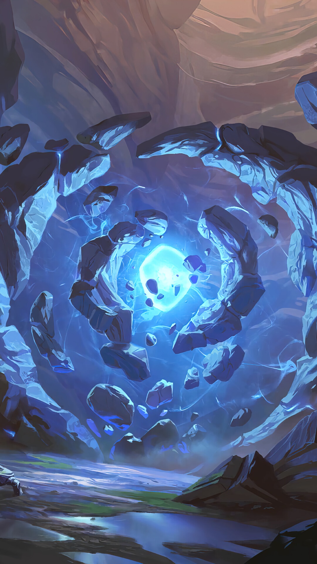 Legends of Runeterra portal with floating rocks HD Phone Wallpaper