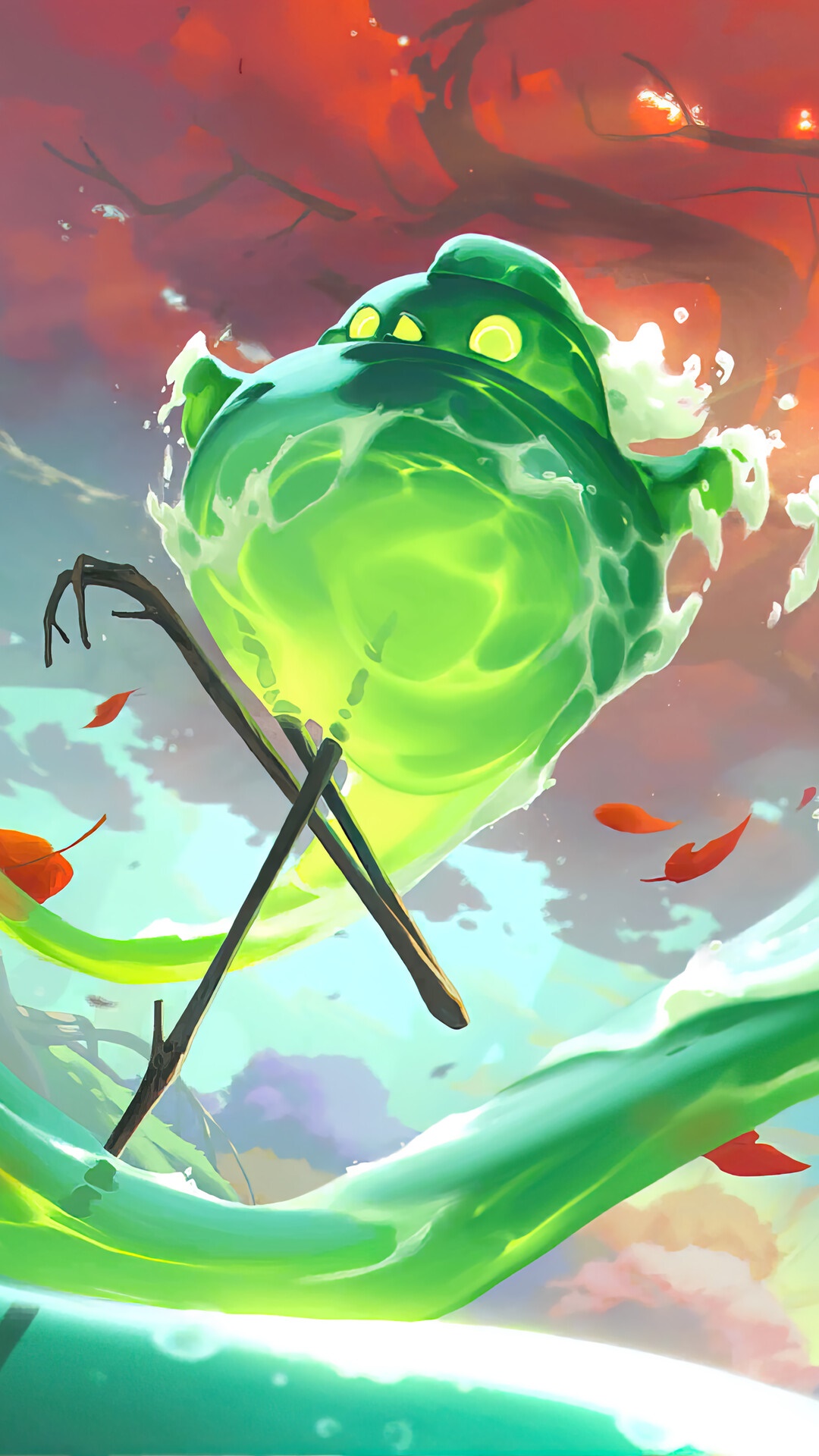 Slime creature with sticks in Legends of Runeterra HD Phone Wallpaper