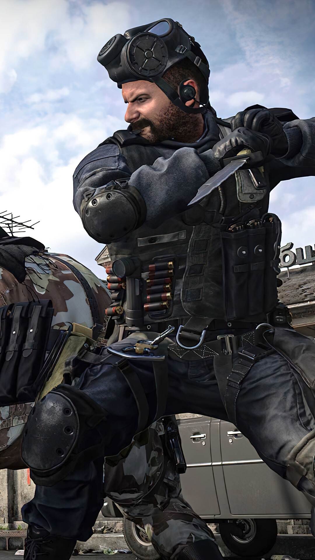 Call of Duty Black Ops Cold War character with knife HD Phone Wallpaper