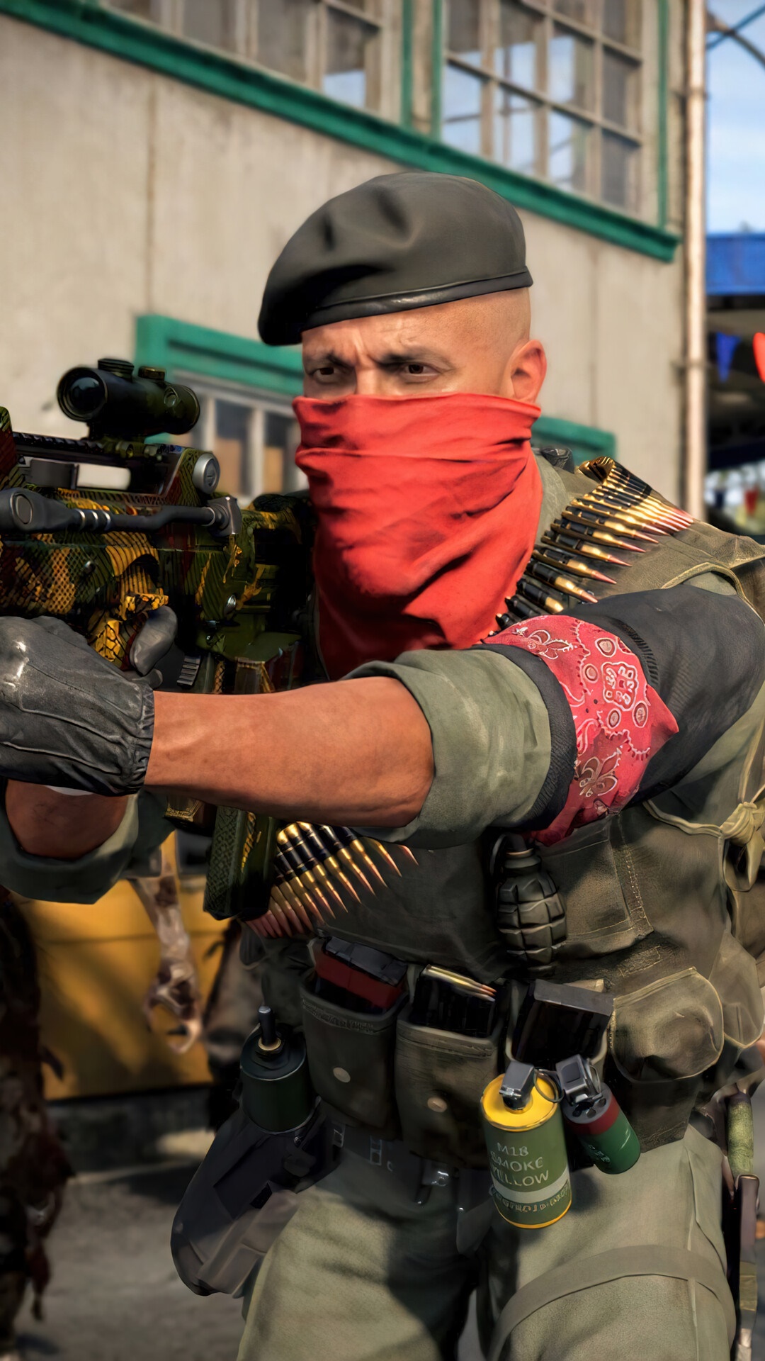Soldier with bandana and rifle in Call of Duty Black Ops Cold War HD Phone Wallpaper
