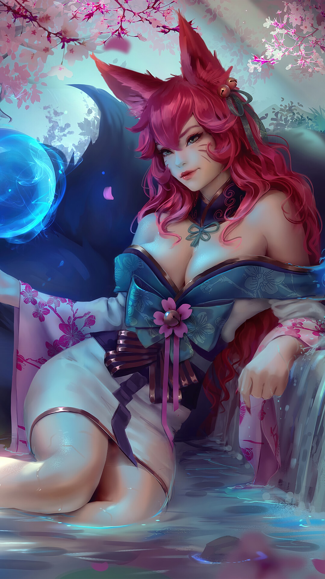 Ahri from League of Legends, Spirit Blossom skin HD Phone Wallpaper