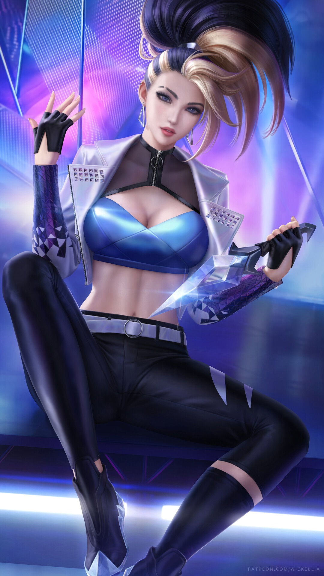 KDA Akali in Futuristic Style HD Phone Wallpaper