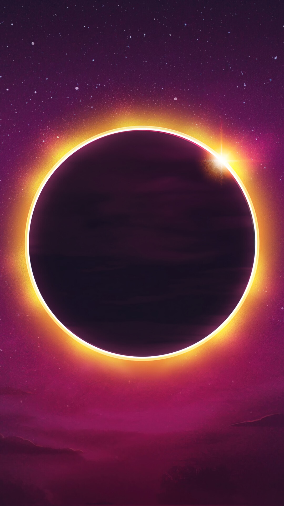 Solar Eclipse in a Starry Night Sky HD Phone Wallpaper