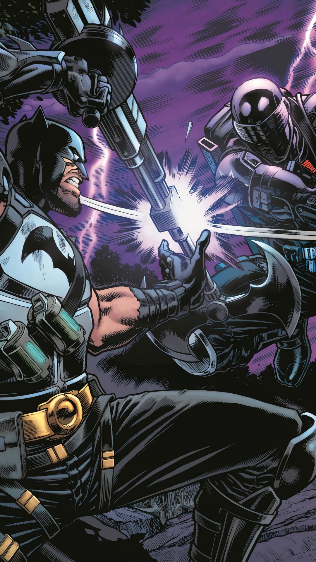 Batman and Snake Eyes fighting in Fortnite HD Phone Wallpaper