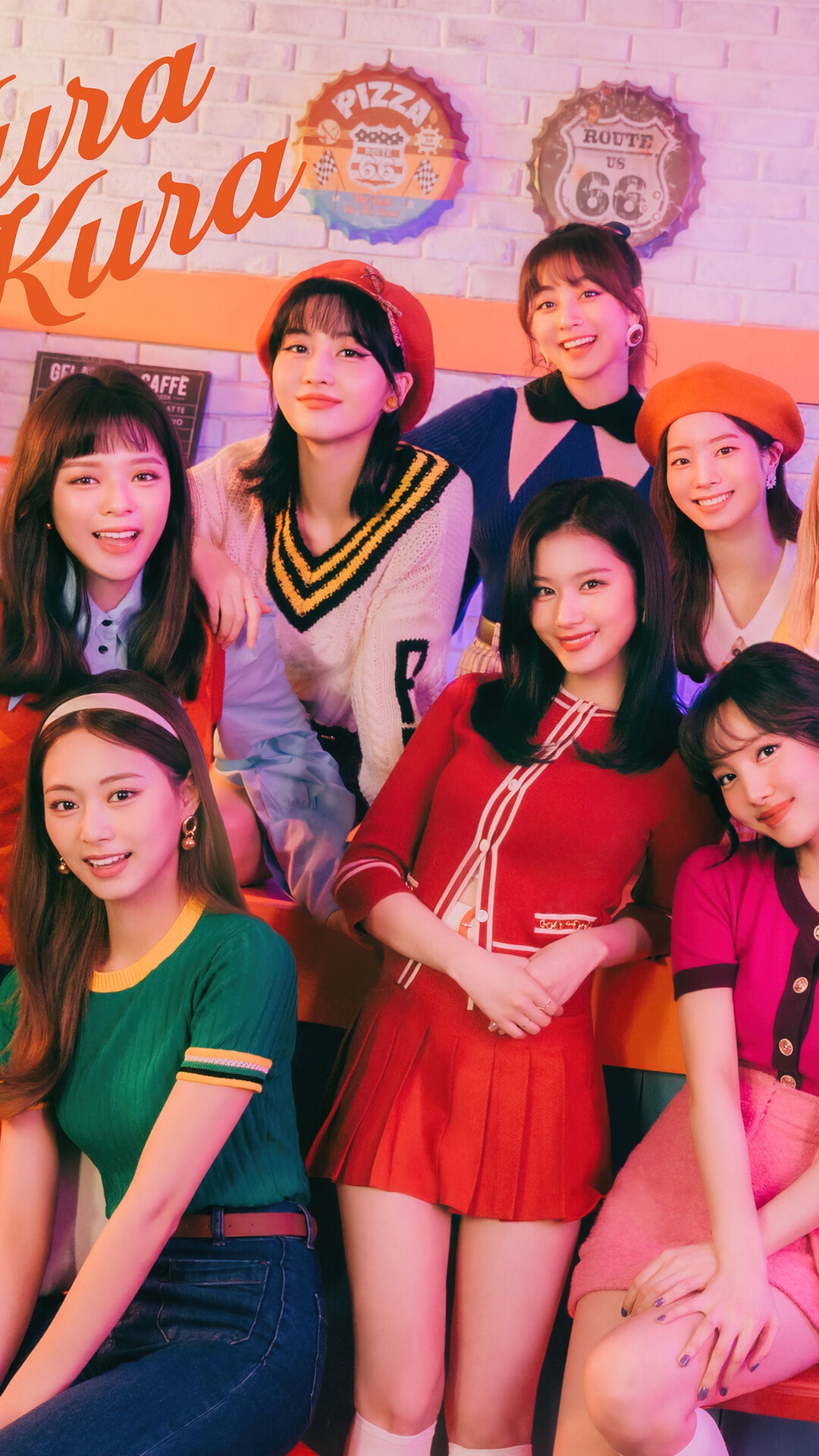 TWICE Kpop group members posing for a photo HD Phone Wallpaper