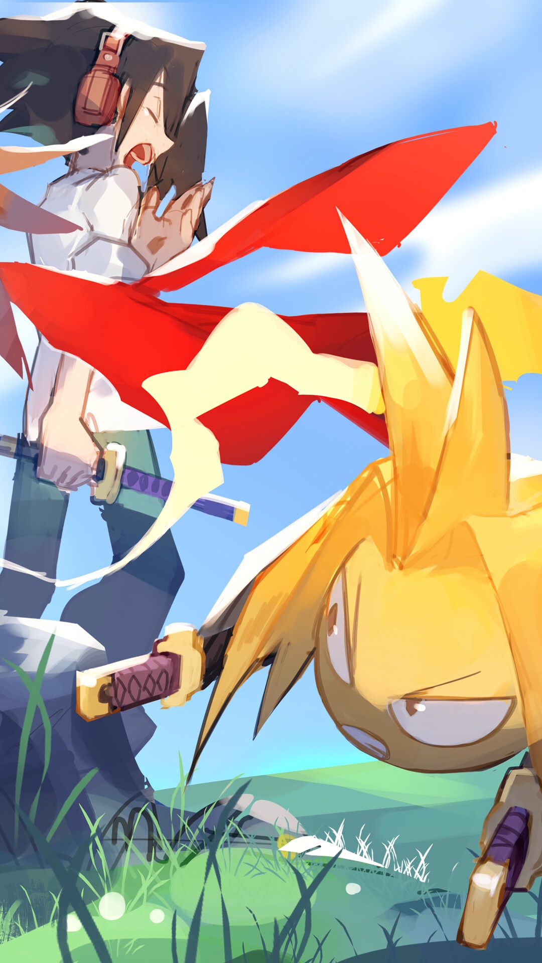 Yoh Asakura and Amidamaru from Shaman King HD Phone Wallpaper