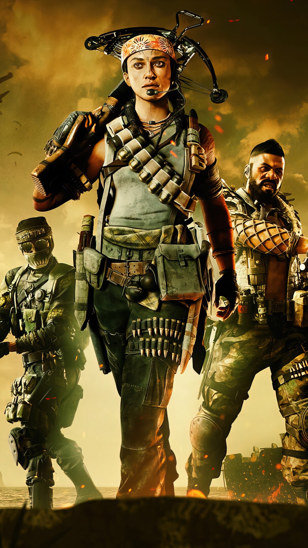 Call of Duty Warzone characters with crossbow and guns HD Phone Wallpaper