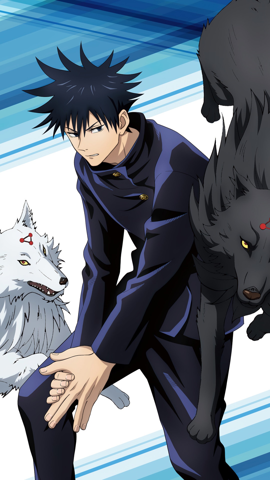 Megumi Fushiguro with Divine Dogs from Jujutsu Kaisen HD Phone Wallpaper