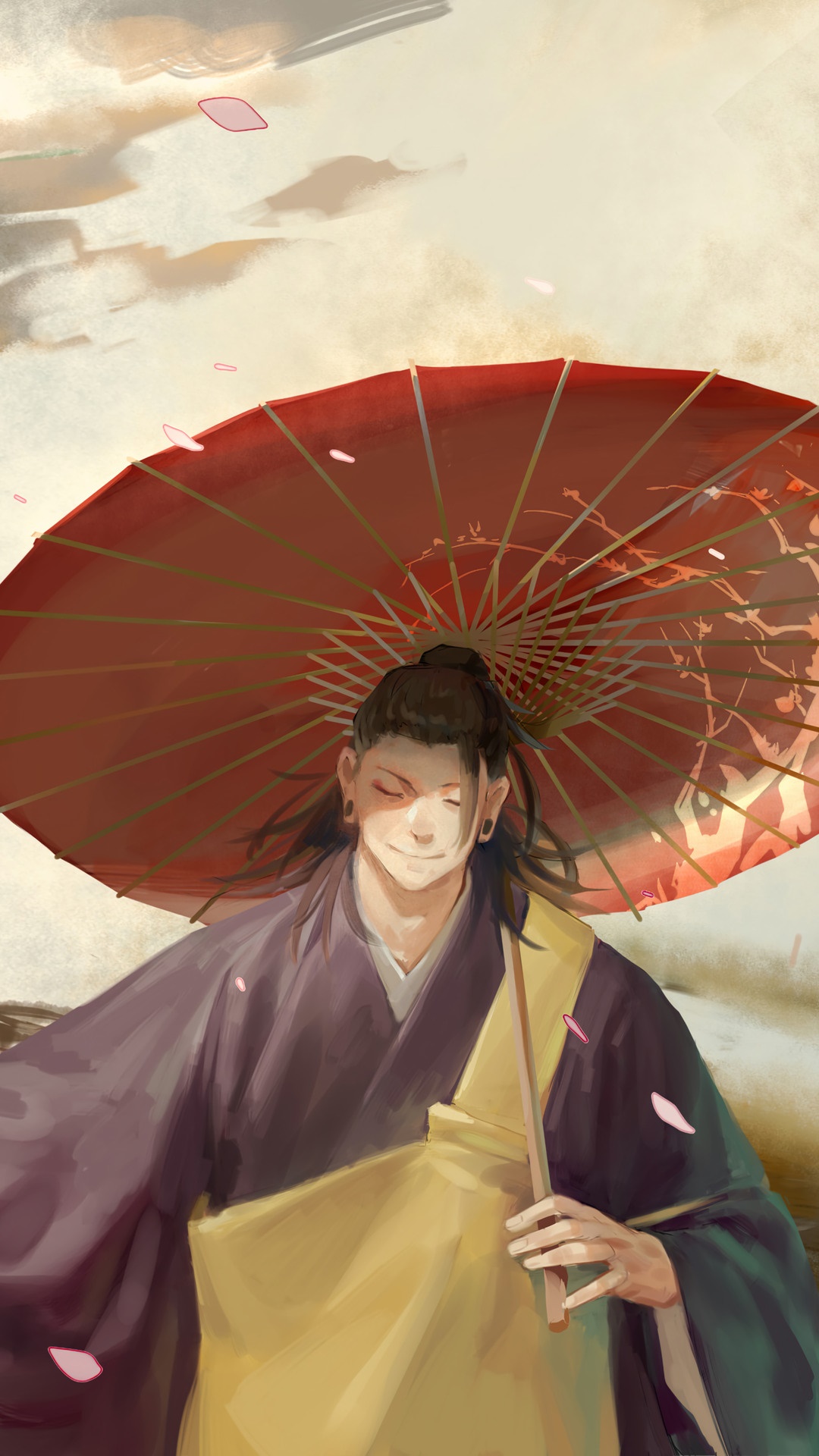 Suguru Geto from Jujutsu Kaisen holding an umbrella HD Phone Wallpaper