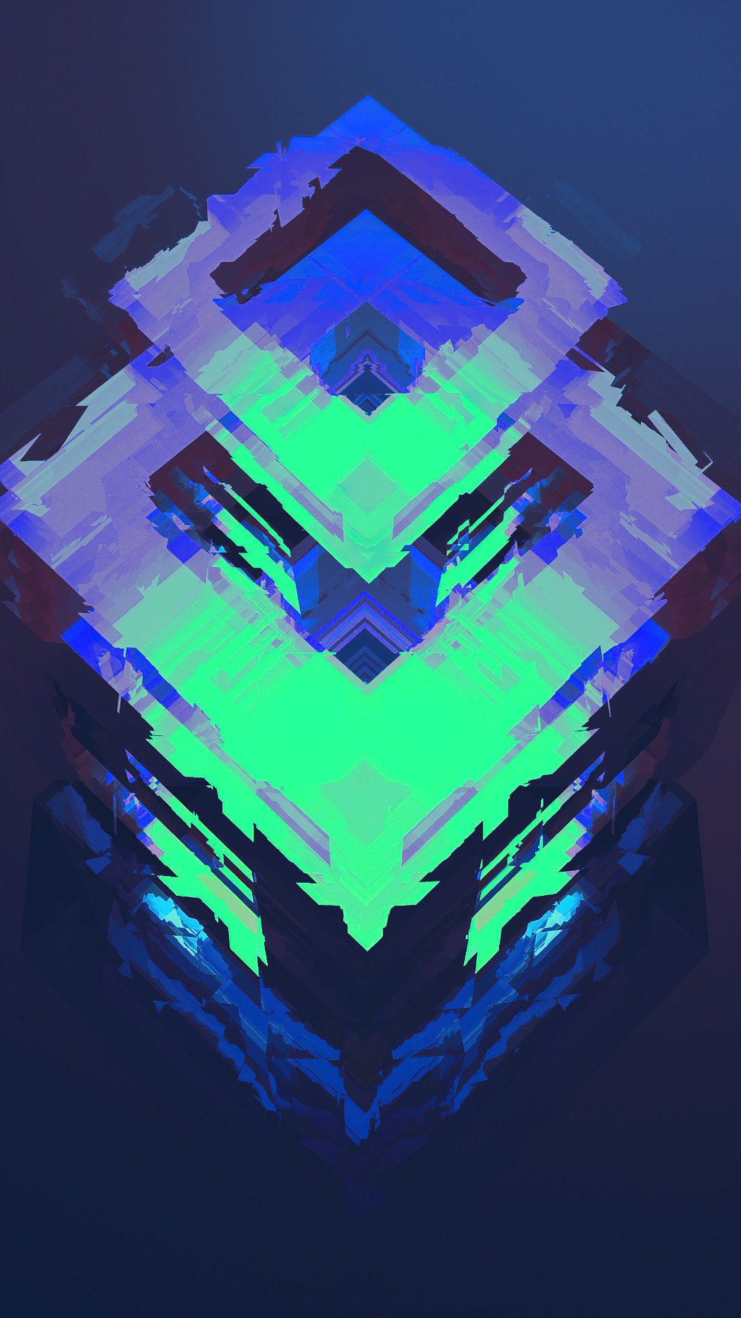 Abstract geometric digital art with blue and green. HD Phone Wallpaper