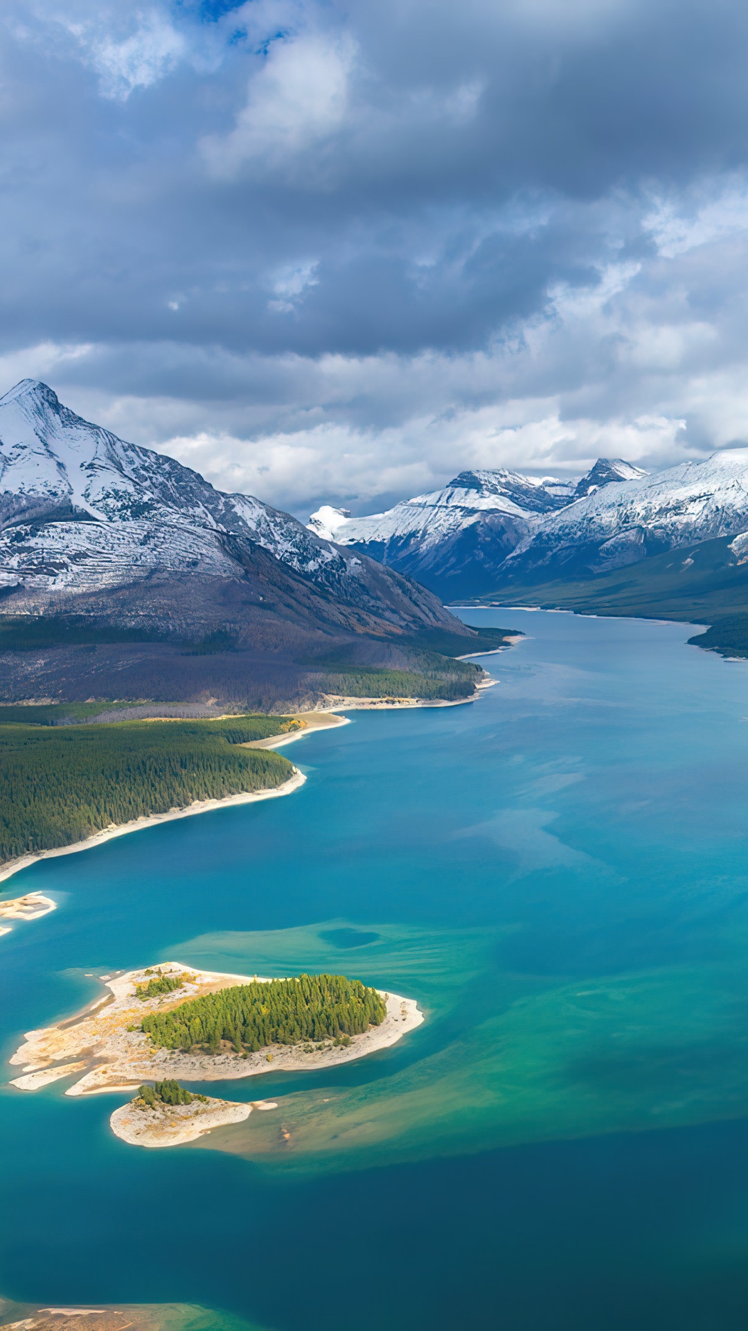 Turquoise lake and snow-capped mountains in Canada HD Phone Wallpaper