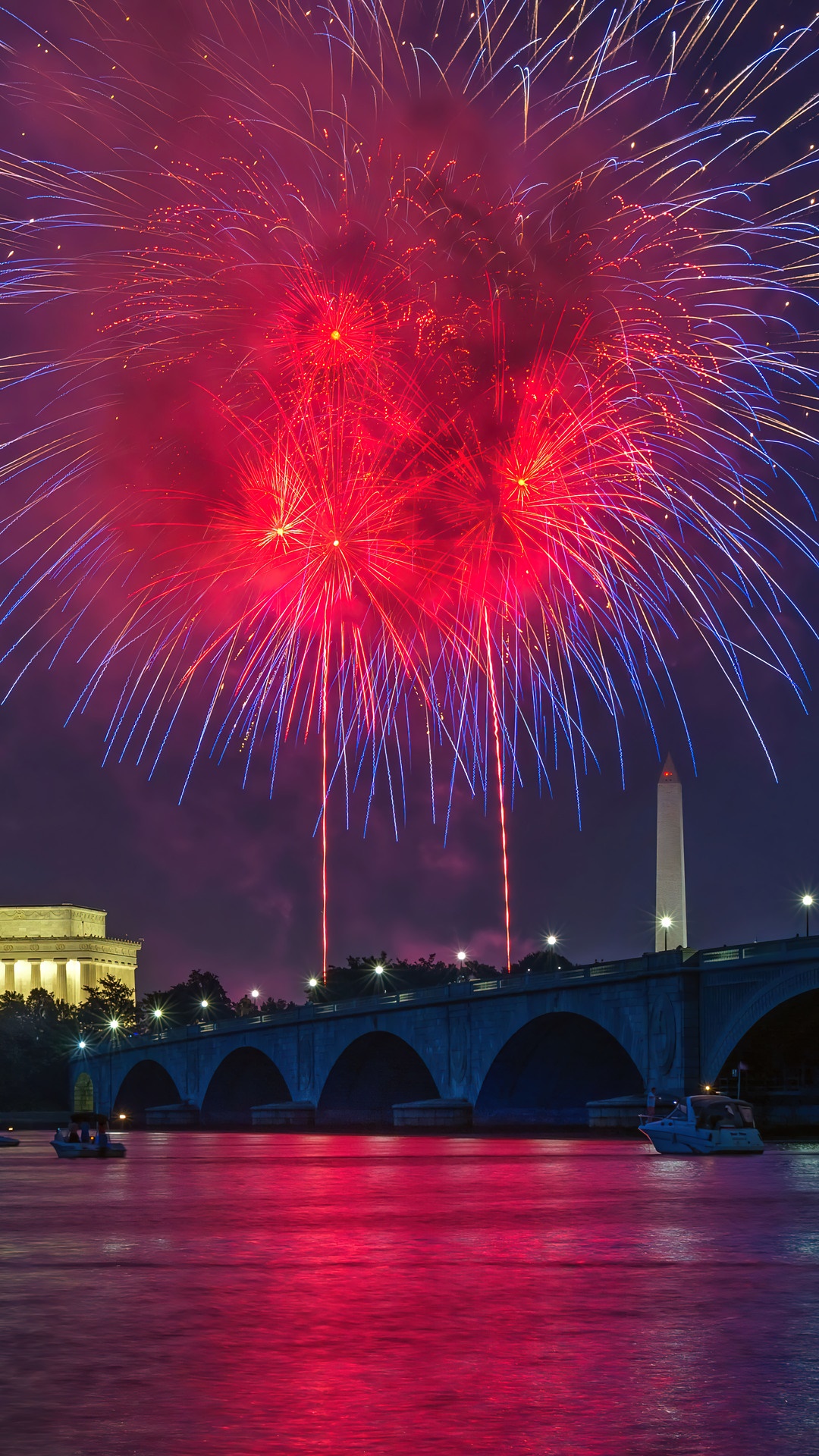 Fireworks over Washington D.C. at Night HD Phone Wallpaper