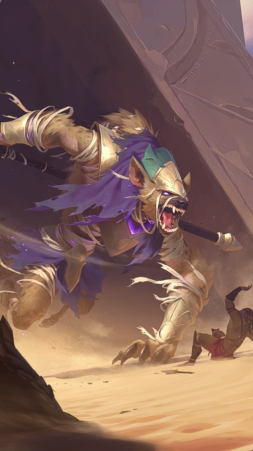 Renekton from Legends of Runeterra in desert battle HD Phone Wallpaper
