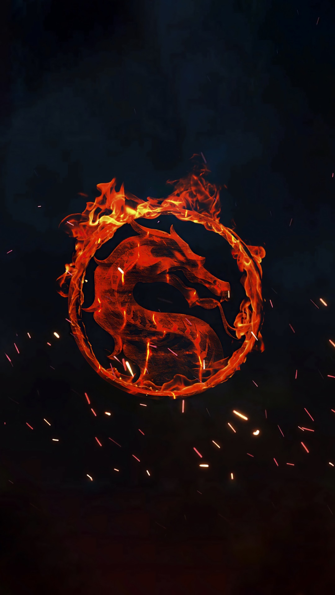 Mortal Kombat dragon logo on fire HD Phone Wallpaper