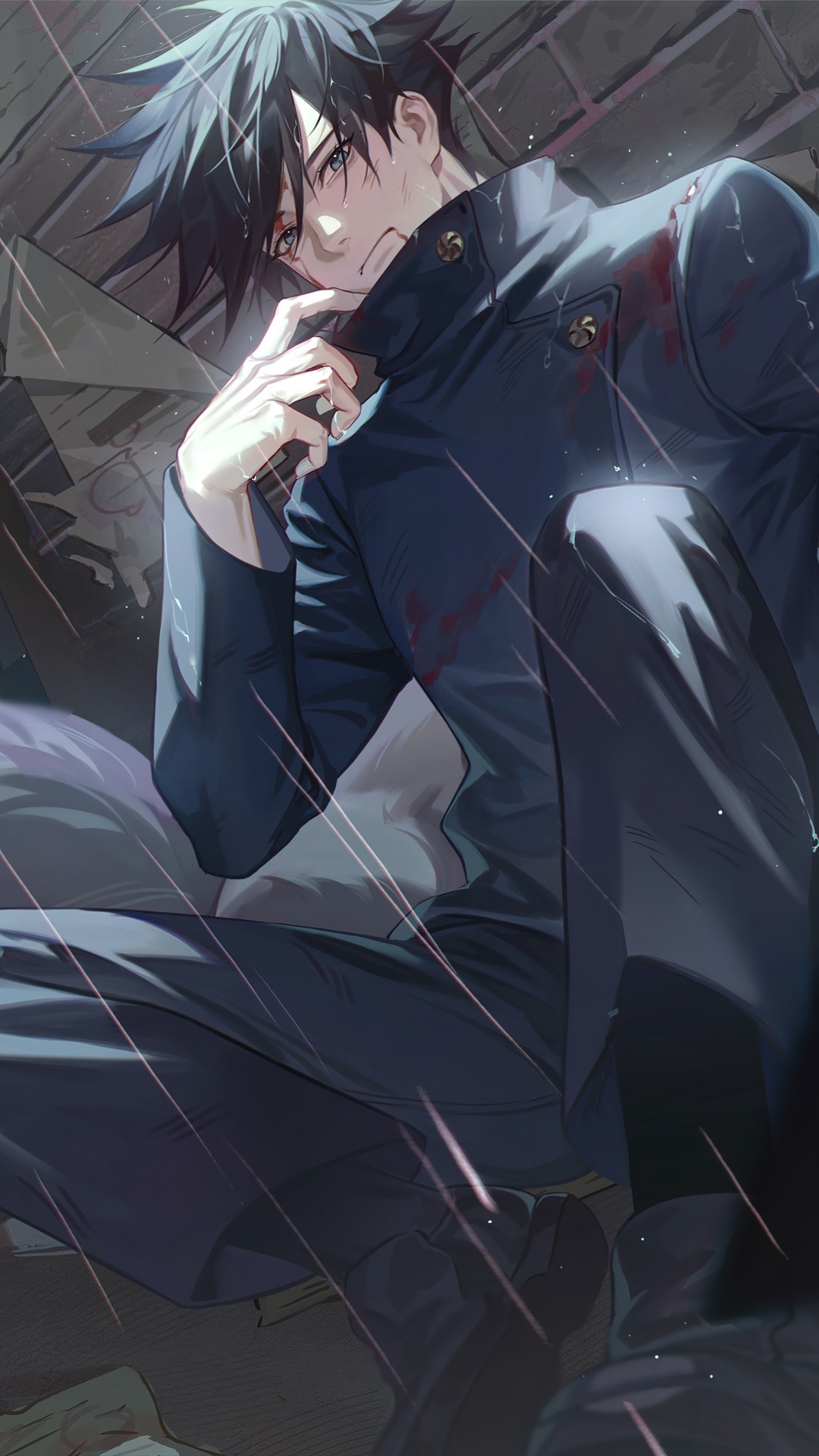 Megumi Fushiguro from Jujutsu Kaisen in the rain HD Phone Wallpaper