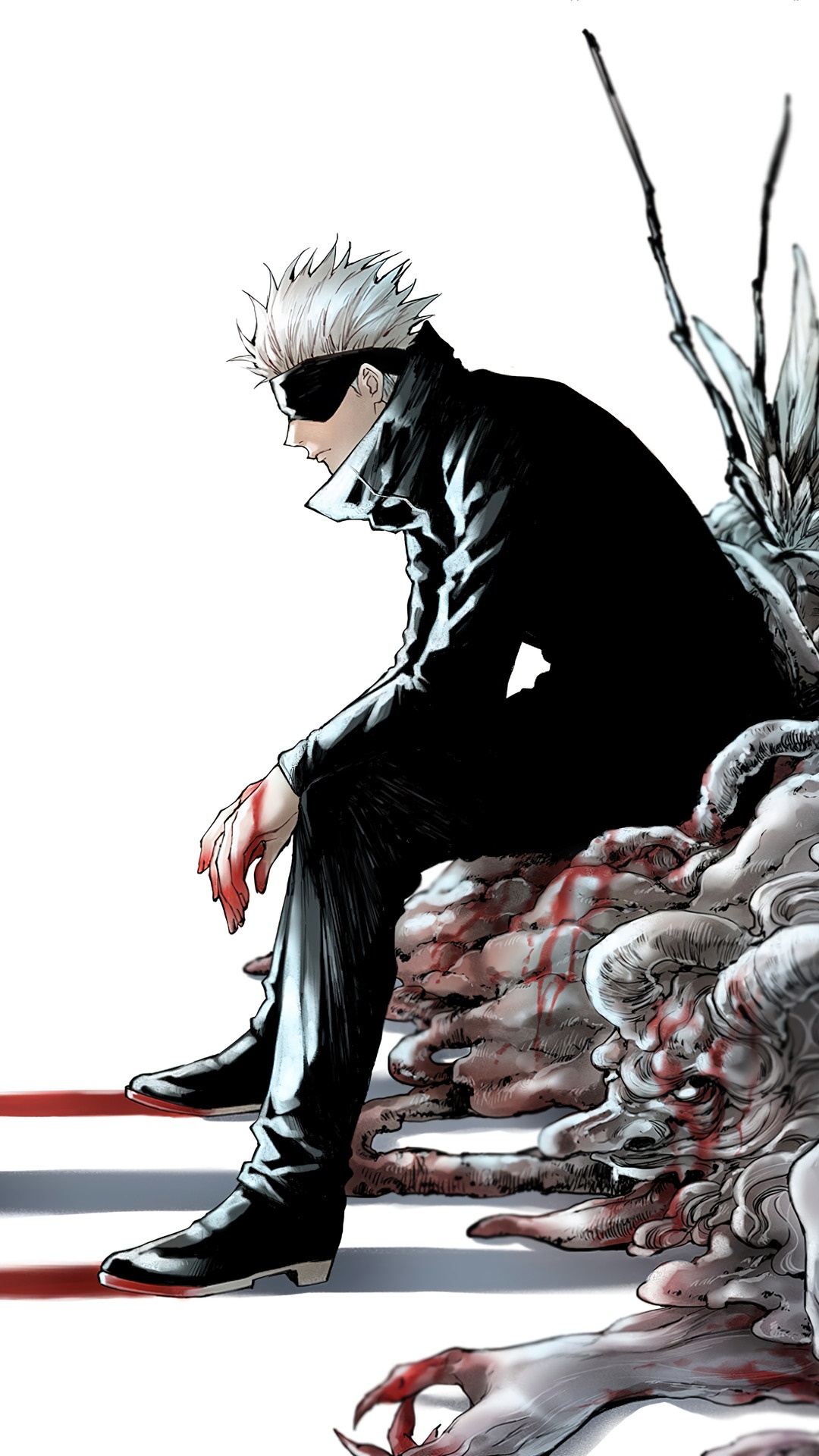 Satoru Gojo from Jujutsu Kaisen sitting on gore HD Phone Wallpaper