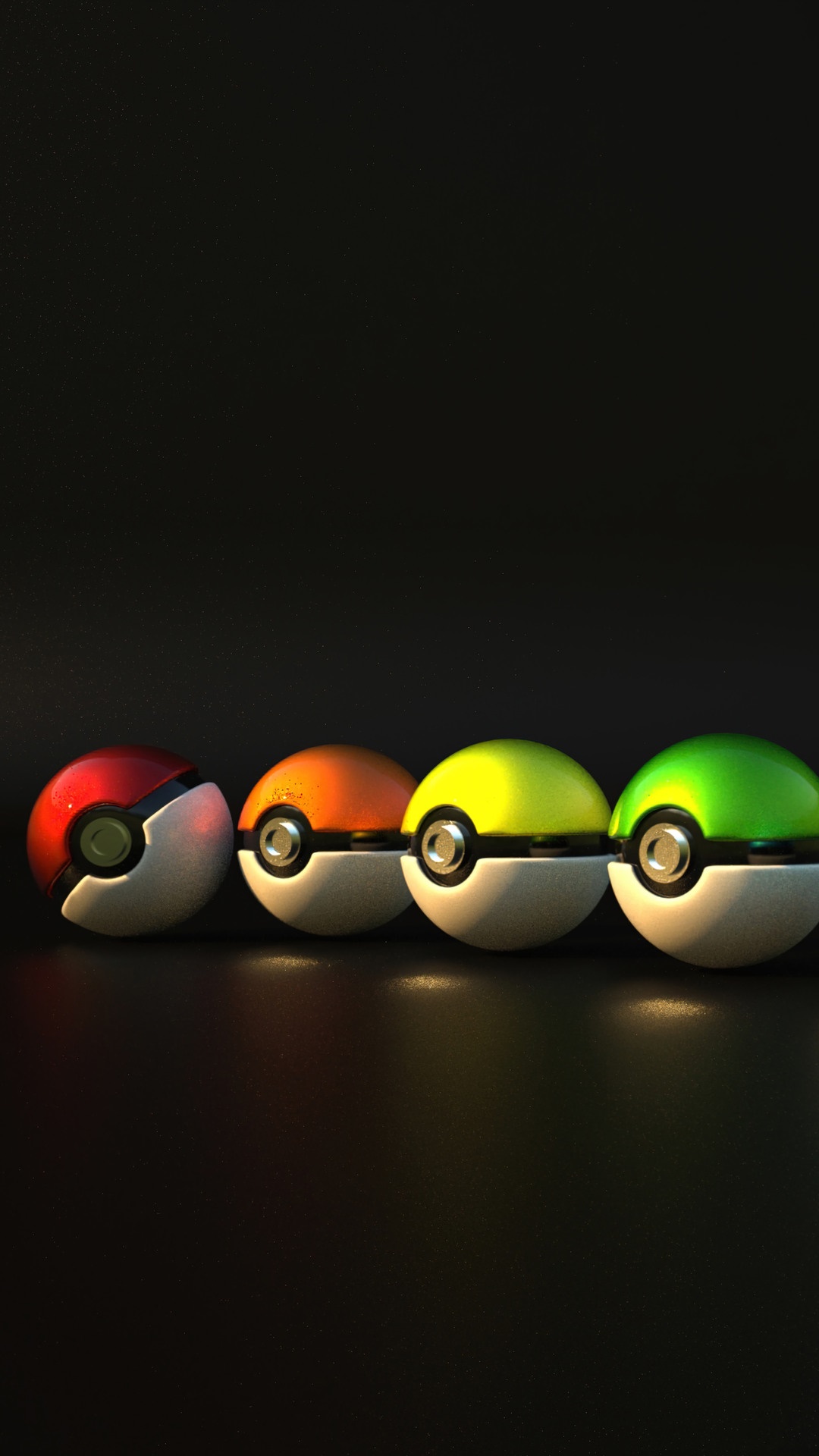 Four Pokemon Poke Balls in a Row HD Phone Wallpaper