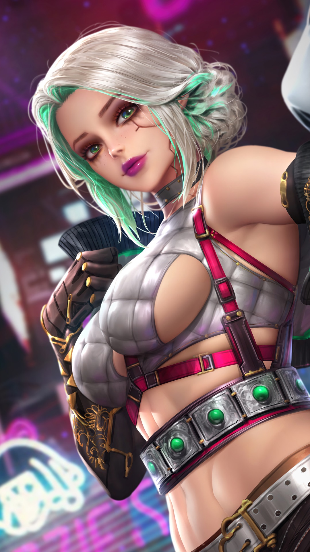 Ciri from The Witcher in Cyberpunk 2077 style HD Phone Wallpaper