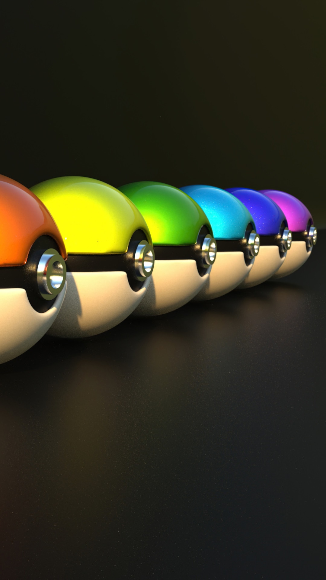 Pokemon Poke Balls in a Rainbow Lineup HD Phone Wallpaper