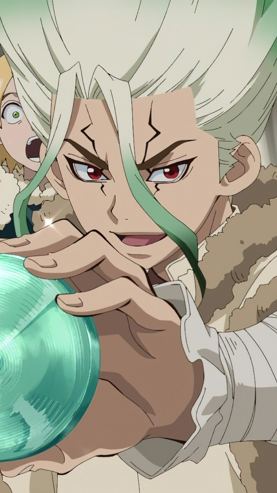 Senku Ishigami from Dr. Stone holding a glass vial HD Phone Wallpaper