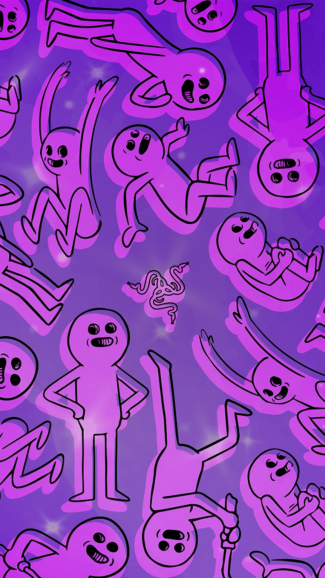 Razer Logo with Cartoon Characters HD Phone Wallpaper