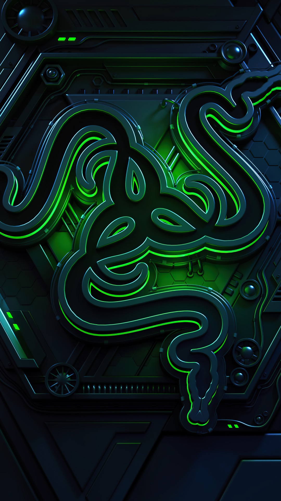 Razer logo on a dark, futuristic background HD Phone Wallpaper