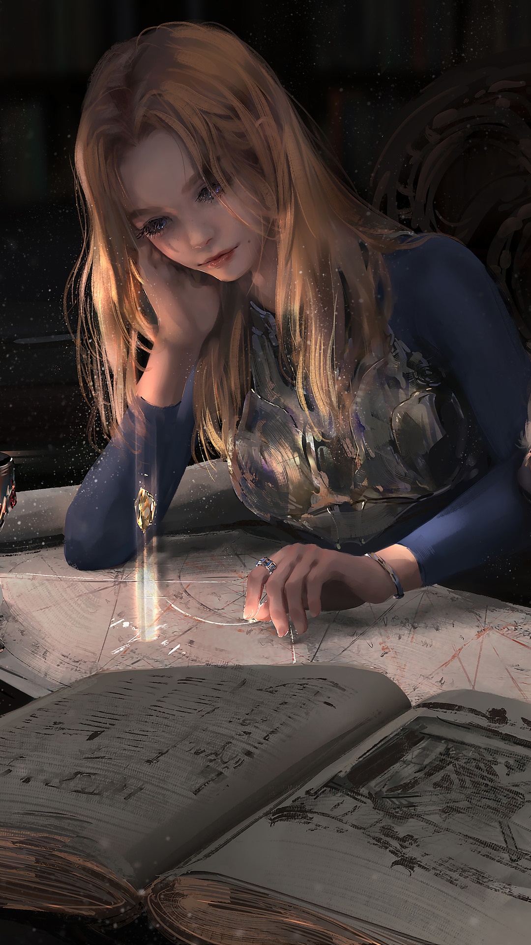 Lux from League of Legends studying a map HD Phone Wallpaper