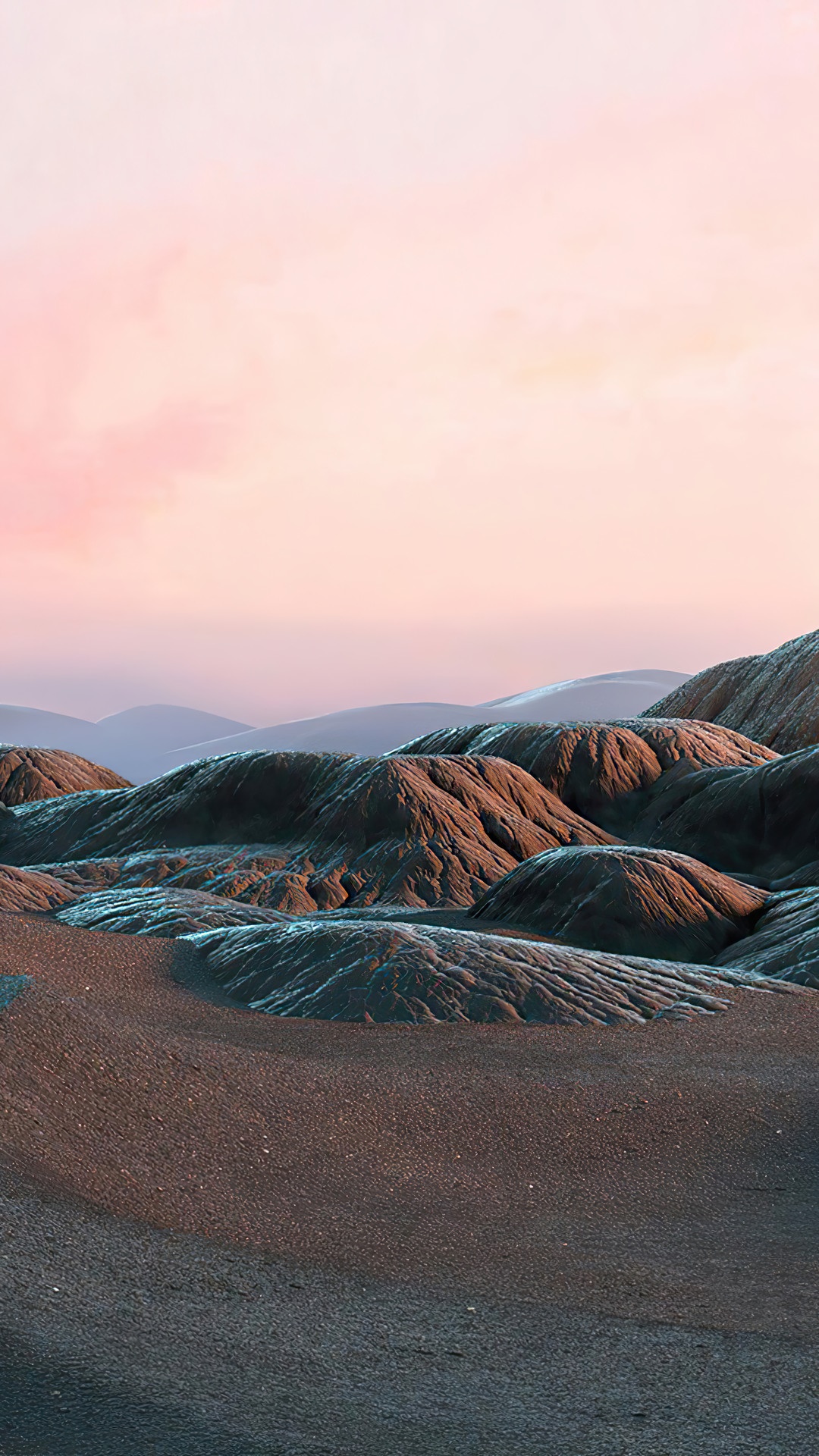 Surreal alien landscape with pink sky HD Phone Wallpaper