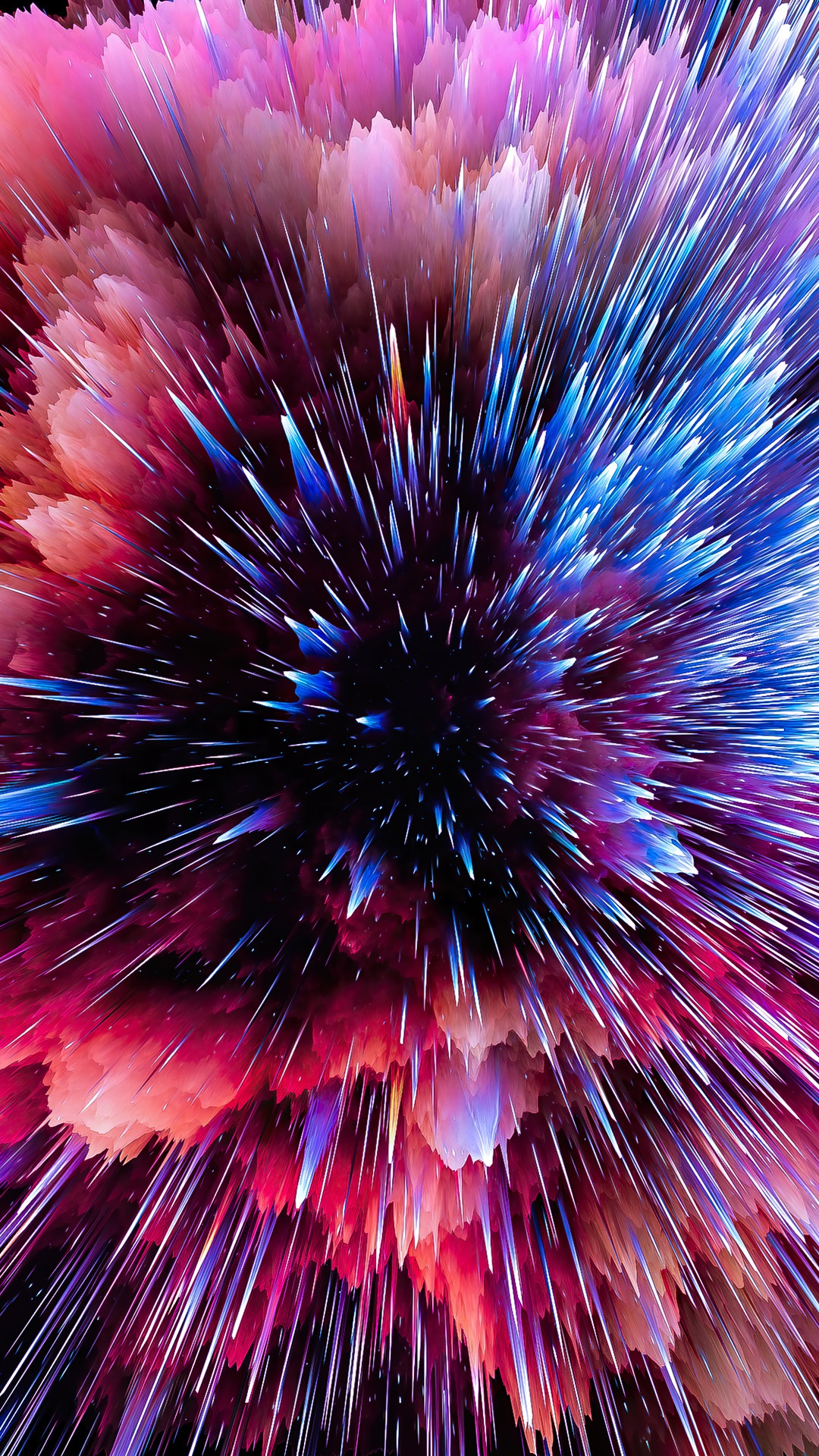 Colorful Explosion of Pink and Blue Digital Art HD Phone Wallpaper