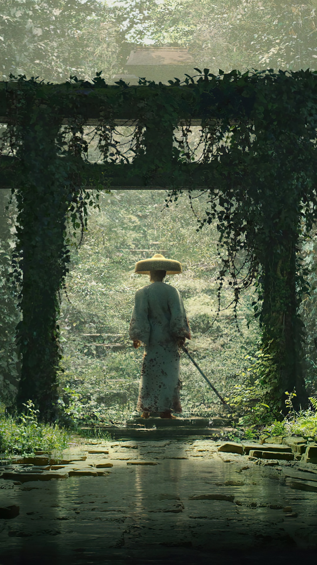 Samurai warrior in traditional Japanese attire HD Phone Wallpaper