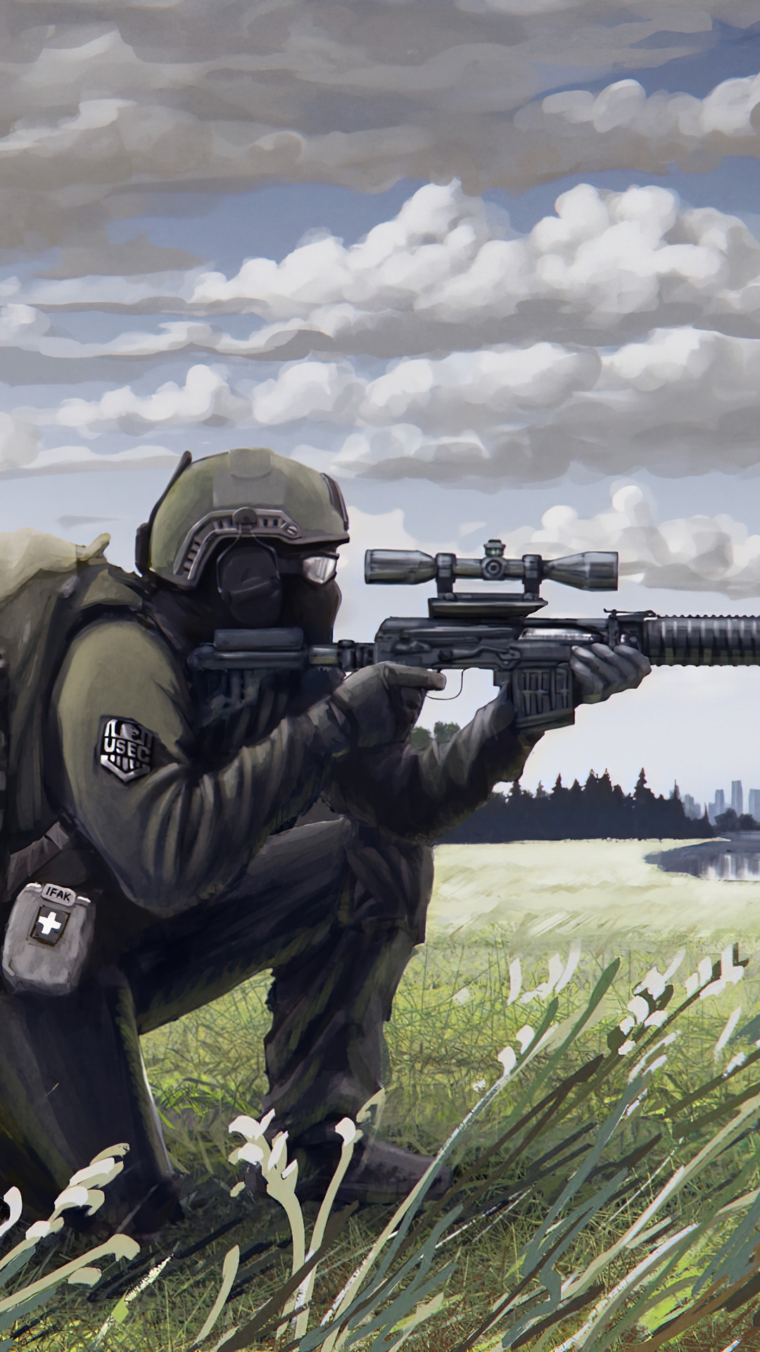 Soldier with sniper rifle in Escape from Tarkov HD Phone Wallpaper