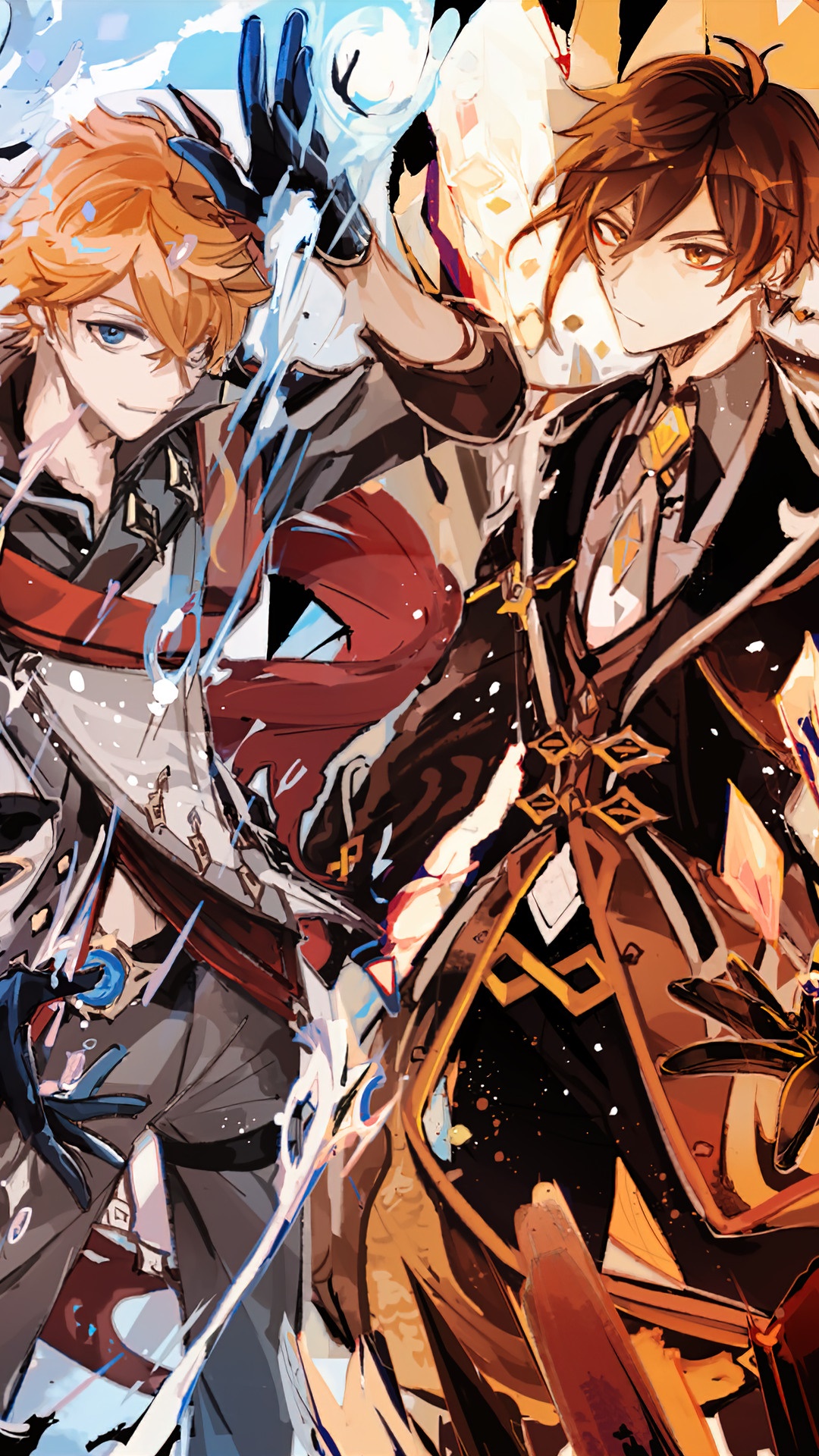 Tartaglia and Zhongli from Genshin Impact HD Phone Wallpaper